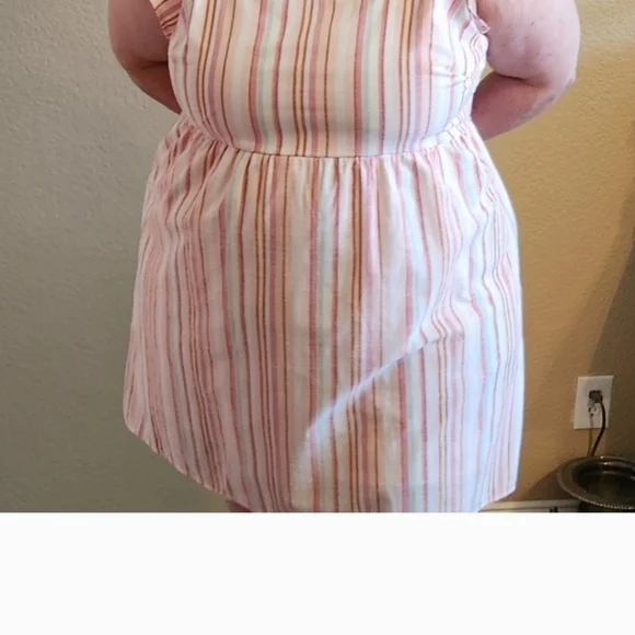 True Craft Striped Red, Pink, Blue and White Womens 3x Lined Dress. Babydoll - Picture 9 of 9